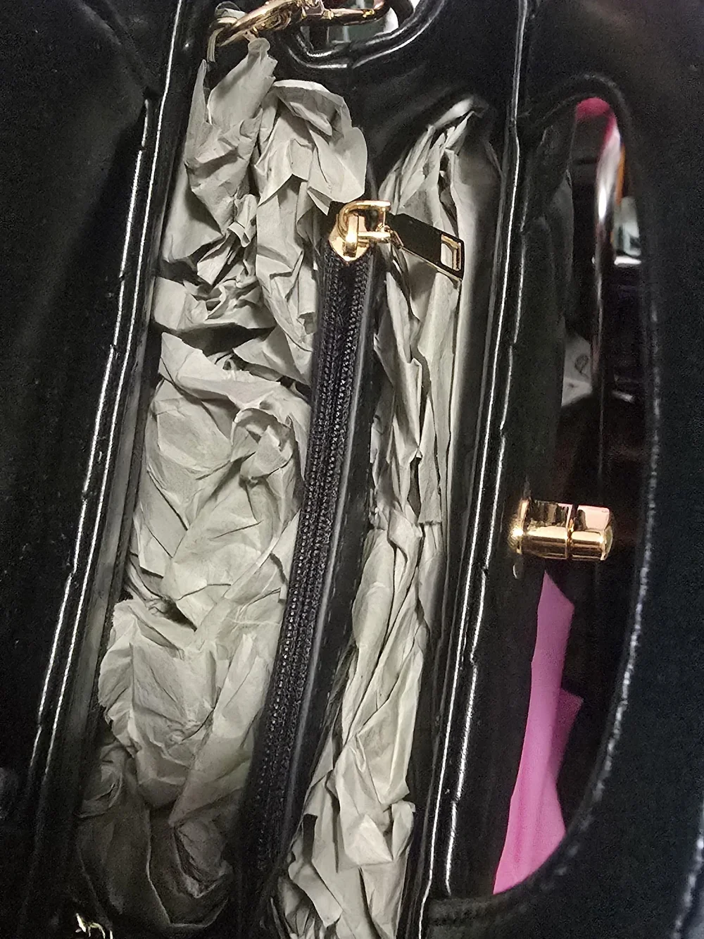 Quilted Top-Handle Bag in Black with Gold Hardware